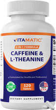 Vitamatic L-Theanine 200mg with Caffeine 100mg 120 Vegetarian Tablets picture