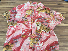 Hilo Hattie Silk Hawaiian Aloha Japan Shirt Mens XL Loop Collar Vintage Tiger picture
