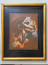 LEON DUSSO (1918-1991) ORIGINAL MID CENTURY FEMALE FIGURE PORTRAIT OIL PAINTING picture