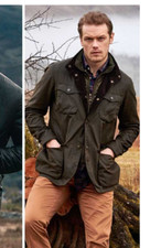 BARBOUR Ogston Wax Jacket w/ Elbow Patches Olive  MSRP$625 Sam Heughan's Fav picture