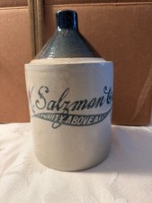 Antique 1/2 Gallon 9” M. Salzman Co Whiskey Jug, RCP Co Akron, Oh picture