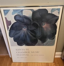 ART VTG 1977 Georgia O'Keeffe Santa Fe Music Poster Heavy Gold Frame 34.5 x 27 picture