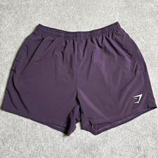 Gymshark Men's Athletic Shorts L Purple Solid Drawstring Elastic Waist Pockets picture