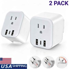 2 PC European Travel Plug Adapter Foldable International Plug 1 AC Outlets,3 USB picture