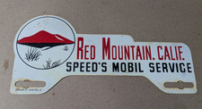 Vintage Metal Red Mountain California Speed's Mobil Service License Plate Topper picture