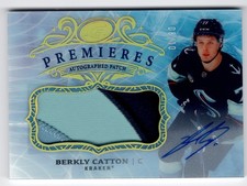 25/26 UPPER DECK ICE ROOKIE PREMIERES AUTOGRAPH PATCH BERKLY CATTON RC (08/10) picture