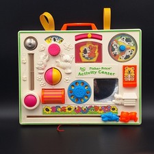 Vintage 1984 Fisher Price Activity Center Baby Crib Board Toy Works Retro picture