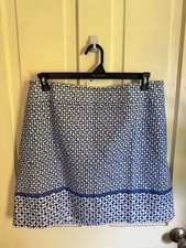 Talbots Size 18 Blue & White Printed Cotton A-Line Skirt NWT picture