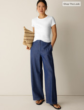 EILEEN FISHER Lightweight Organic Cotton Denim Full-Length Trouser - DARK INDIGO picture