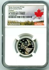 2019 CANADA 25 CENT SILVER COLORED PROOF NGC PF70 UCAM QUARTER FIRST RELEASES  picture