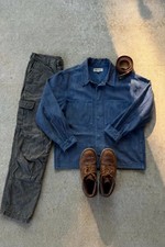 Madewell Men's Utility Workwear Jacket Navy Button Front Chest Pockets Size M picture