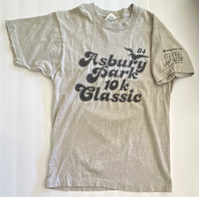 Vtg adidas 84 Asbury Park 10k Made in USA Gray M Tshirt trefoil logo  picture