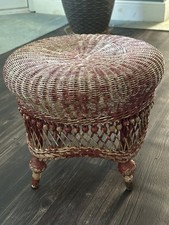 Antique Heywood Wakefield Wicker Vanity Stool Ottoman Rare Circa 1880-1920’s picture
