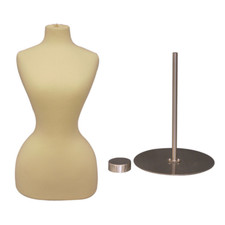 Historical Vintage Female Dress Form Foam Mannequin Torso with Round Metal Base picture