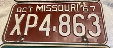 VINTAGE 1967 STATE OF Missouri License Plate Tag # XP4 - 863 picture