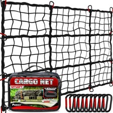 4'x6' Heavy Duty Bungee Cargo Net Stretches to 8'x12' 10mm Cord with 12 PCS picture