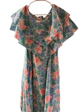 VTG  1980s Floral Garden Romantic Cotton Dress Medium picture