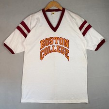 NOS 70s Boston College T Shirt XL Ringer Single Stitch USA Football Jersey VTG picture
