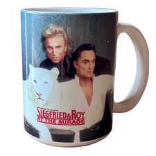 Vintage Siegfried & Roy At The Mirage Mug, 90s Las Vegas Souvenir Coffee Cup picture