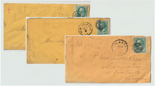 1870s 3c Green Washington, Lot of 3 Covers, New Orleans, Atlanta, Fancy Cancels  picture