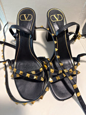 Valentino Garavani Women’s Black Leather Studded Strappy Ankle Strap EU 38.5 picture