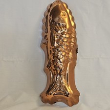 Vintage Copral Made in Portugal Copper Tin Lined Fish Mold with decorative hook picture