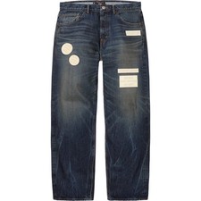 Supreme Number (N)ine Patches Loose Fit Selvedge Jeans Washed Indigo 36 NWOT picture