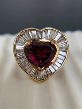 3.90Ct Heart Cut Lab Grown Red Ruby Diamond Wedding Ring 14K Yellow Gold Plated picture