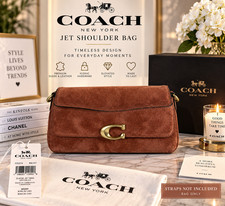 Coach Jet Shoulder Bag CDZ74 Clay Suede Brass Leather NWT  picture