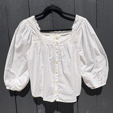 The Great Boho Eyelet Lace Button Crop Top Sz 0 Cottage Fairy Romantic Peasant picture