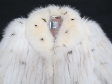 SAGA Fox Jacket Off White Ribbed Henig Furs Women's XL picture