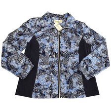 NWT Zenergy by Chicos Neema Paisley Print Full Zip Jacket Blue Multi 2 Large picture