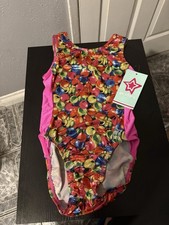 GK Stars New Gymnastics Leotard Pink Multi-Color Bubble Pattern (CL Girls 10) picture