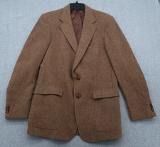 Vintage Austin Reed Tweed Blazer Mens 40L Brown Wool Sport Coat Kleinhans USA picture