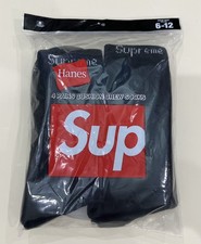 Supreme X Hanes Crew Socks - Black, 4 Pack, Size 6-12 picture