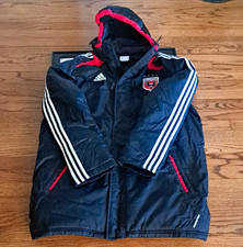 adidas D.C. United MLS Soccer Hooded Jacket Black Red White Size L picture
