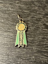 Vintage 1950s 10k Yellow Gold American Kennel Club AKC Ribbon Enamel Charm picture