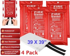 4 PACKS FIRE BLANKET Fiberglass Emergency Home Retardant Prepared 39 x 39in picture