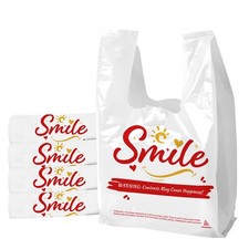 100 Pack White Smile Plastic Bag - 11.5