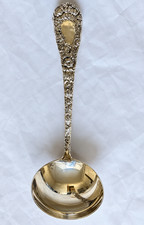 Antique Shreve Crump & Low Sterling Silver gravy ladle Ornate Floral handle 65 g picture