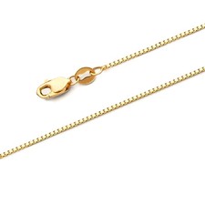 14k REAL Yellow Gold Solid Box Link Chain Necklace with Lobster Claw Clasp Gift picture