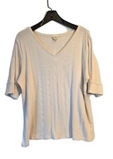 a.n.a Bone Short Sleeve V-neck Blouse Top, Size 2X picture
