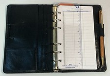 Vintage Franklin Quest Black Leather 6-ring Pocket Planner Binder Organizer USA picture