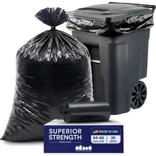 Plasticplace 64-65 Gallon Black Trash Bags, Heavy Duty Toter Can Liners, Tear & picture