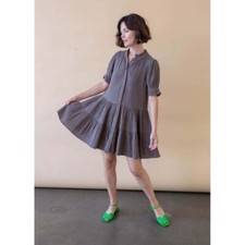 Apiece Apart mini dress size S Las Alturas organic cotton swing Morel brown picture