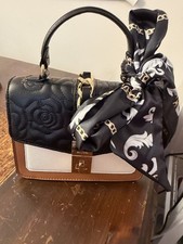 Aldo NWOT Women's 2020 Colorblock Anniebrook Bag Black/Brown/White, Rose Pattern picture