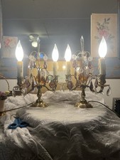 Antique French Girandoles Stunning Multi Colored Crystals  Elec Candle Lights picture