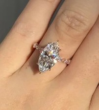 2.30Ct Marquise VVS1 Moissanite Diamond Hidden Halo Wedding Ring 14K Rose Gold picture