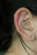 14K Yellow Gold Unisex Endless Hoop Earrings 10mm 12mm 14mm 16mm 18mm 21mm picture