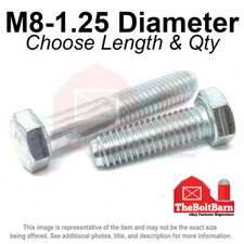 M8-1.25 Class 8.8 Hex Cap Screw Bolts COARSE Thread USS Zinc (Pick Length & Qty) picture